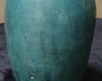Rare 1937 Early M.E.M. Art Pottery Marguerite E. Mitchell Thick Cobalt Drip Glazed Porcelain Vase 5"