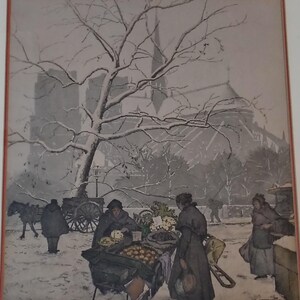 30s signed engraving Jaromír Stretti – Zamponi in original wood frame