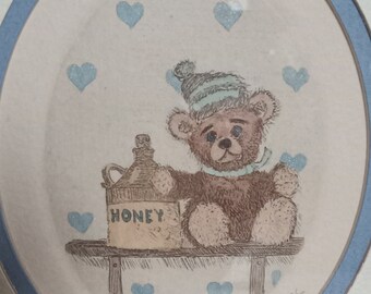 Vintage Teddy Bear Etching: Signed Ed Gifford HC Aquatint