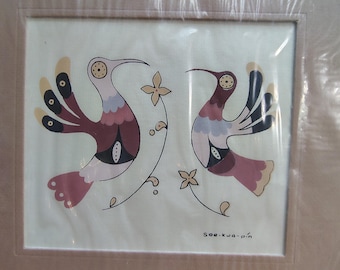 Rare Sealed Robert Montoya - Soe-Kwa-Pín - Santa Fe, New Mexico - Navajo Serigraph - Dancing Birds