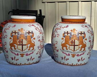 Massive Pair Of Modern - 18th Century Chinese Export Ginger Jars or Urns East India Company Armorial