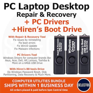 PC Laptop Desktop Repair Recovery Utility + PC Drivers + Hiren&#39;s Boot USB Drive Bundle