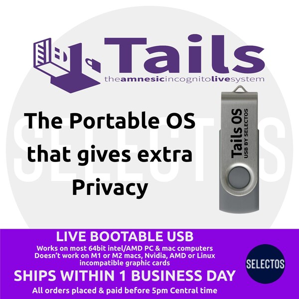 Tails 5.13 Linux 64bit Live Bootable USB Anonymous Operating System