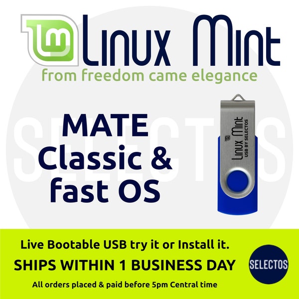 Linux Mint 21.1 Vera MATE Edition Live Bootable USB 64bit Advanced & New Linux Users