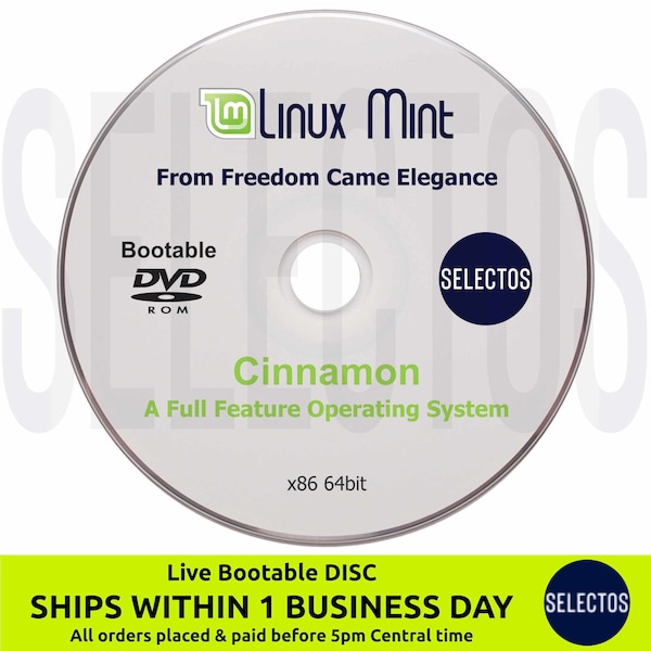 Linux Mint 21.1 Vera Cinnamon Edition, Live Bootable Disc x86 64bit