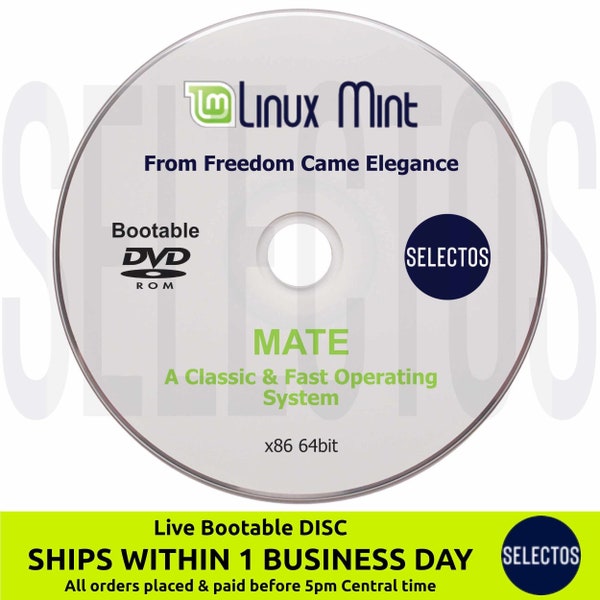 Linux Mint 21.1 MATE Edition, Live Bootable Disc x86 64bit