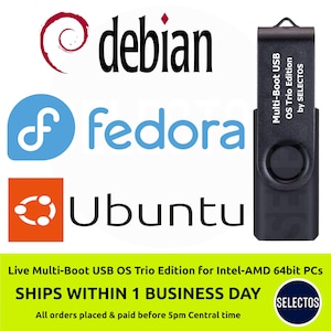 Debian 13.4 Gnome, Fedora Workstation 43, and Ubuntu 24.04.4 in a Multi-boot USB.