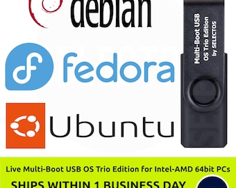 Debian 13.4 Gnome, Fedora Workstation 43, and Ubuntu 24.04.4 in a Multi-boot USB.