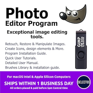 Photo Editing Program GIMP macOS Latest Retouch Restore Photos BONUS Brushes