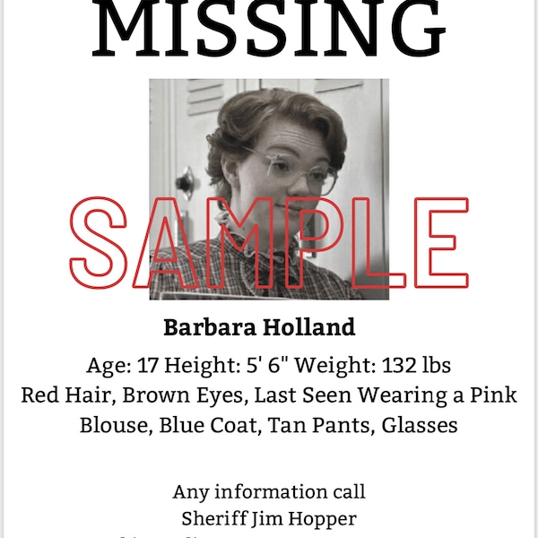 Stranger Things Missing Poster Barbara Holland