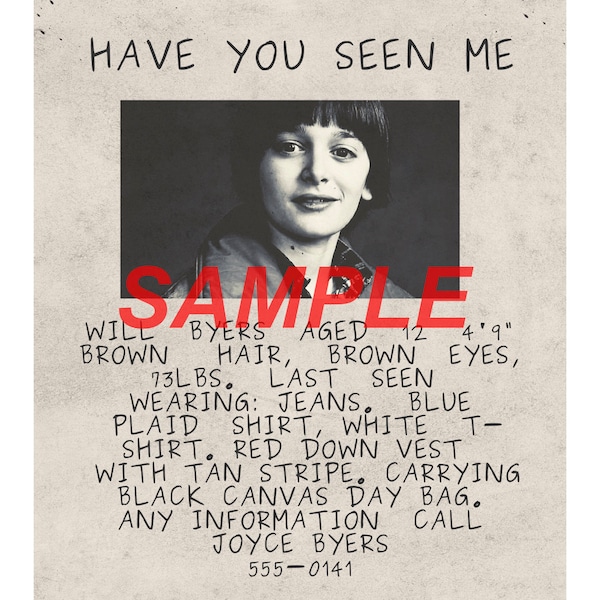 Will Byers Missing Poster