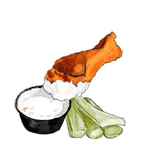 Hand drawn chicken wing printable art digital art
