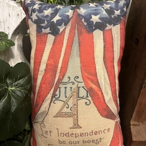 Primitive Vintage Inspired Patriotic 4th of July Decorative Pillow Tuck Bowl Filler