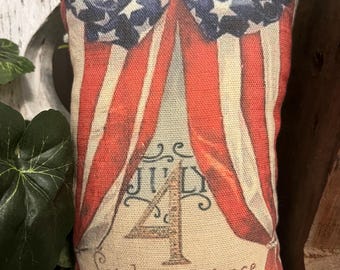 Primitive Vintage Inspired Patriotic 4th of July Decorative Pillow Tuck Bowl Filler