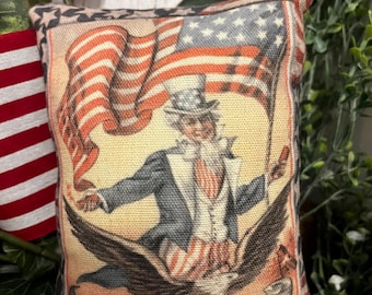 Primitive Vintage Inspired Patriotic 4th of July Decorative Pillow Tuck Bowl Filler