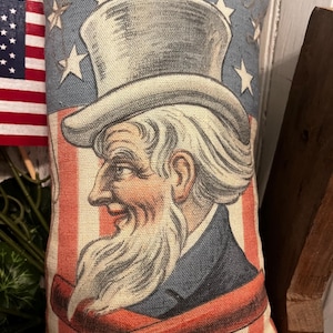 Primitive Vintage Inspired Patriotic 4th of July Uncle Sam Decorative Pillow Tuck Bowl Filler