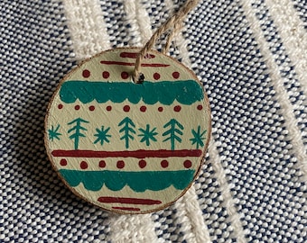 Christmas Hand Painted Wood Ornament- Christmas Tree Ornament - Etsy