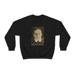 HOUDINI Sweatshirt Crewneck Photograph Eyes Magician Illusionist Escape Artist Performer