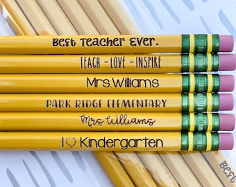 Custom Engraved Pencils, Engraved Teacher Gift, Custom Pencils, Personalized Pencils, Personalized School Supplies, Back to School Gifts