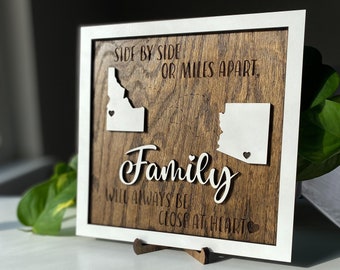 Close At Heart Family Frame, Personalized Gift for Family, Custom Wooden Sign, Friendship Gifts, Miles Apart, Long Distance Gift