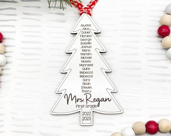 Teacher Class Christmas Tree Ornament | Whiteboard Ornament | Personalized Teacher Gift | Student Name Ornament |