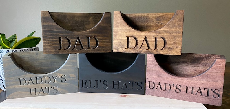 Wooden Hat Holder, Wood Hat Box, Baseball Hat Holder, Cap Organizer, Cap Stand, Personalized Hat Holder, Father's Day Gifts, Gift for Dad image 3