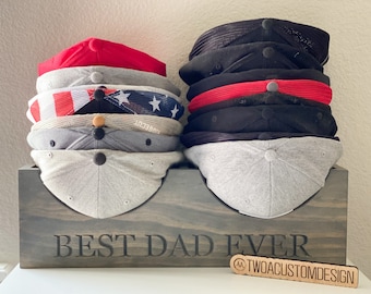 Double Wooden Hat Holder, Wood Hat Box, Baseball Hat Holder, Cap Organizer, Personalized Hat Holder, Gift for Dad, Personalized Gift for Him