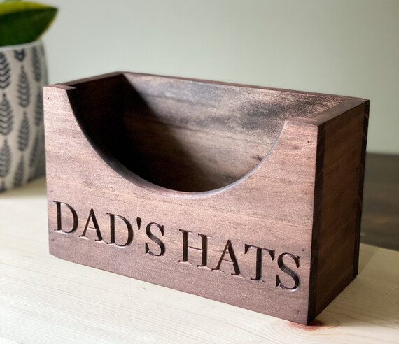 Personalized Wooden Hat Holder Box - Baseball Cap Organizer - Ball Cap  Holder