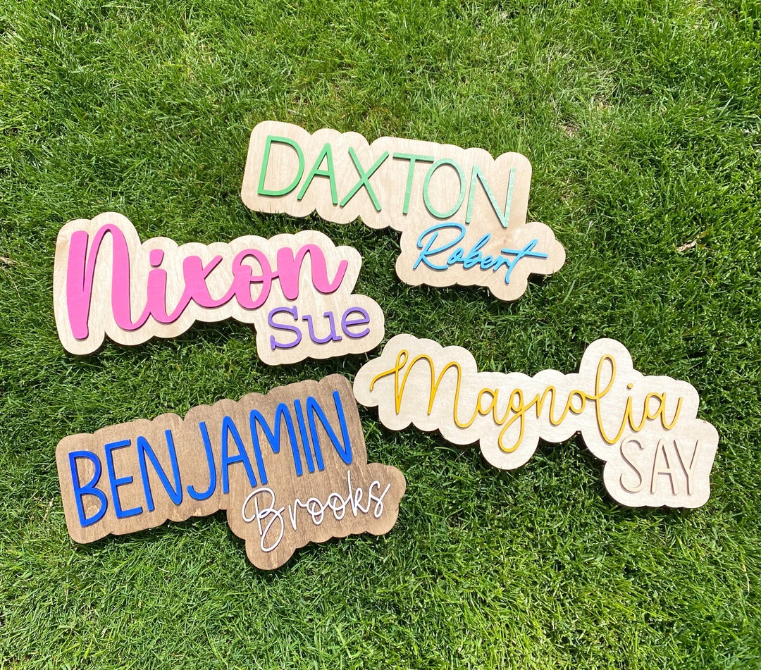 Custom Wood Name Sign, Layered Name Sign, Bedroom Door Sign, Door Plaque, Painted Name Sign