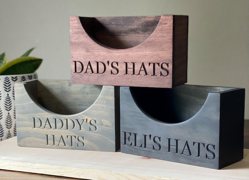 Wooden Hat Holder, Wood Hat Box, Baseball Hat Holder, Cap Organizer, Cap Stand, Personalized Hat Holder, Father's Day Gifts, Gift for Dad immagine 8