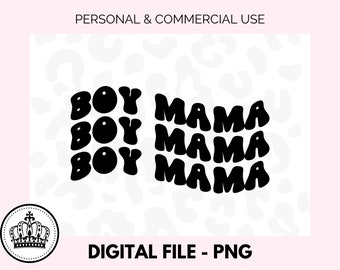 Boy Mama PNG - Mama PNG Graphic - Boy Mom - Digital Design - Retro Mommy Design - Digital Download - PNG