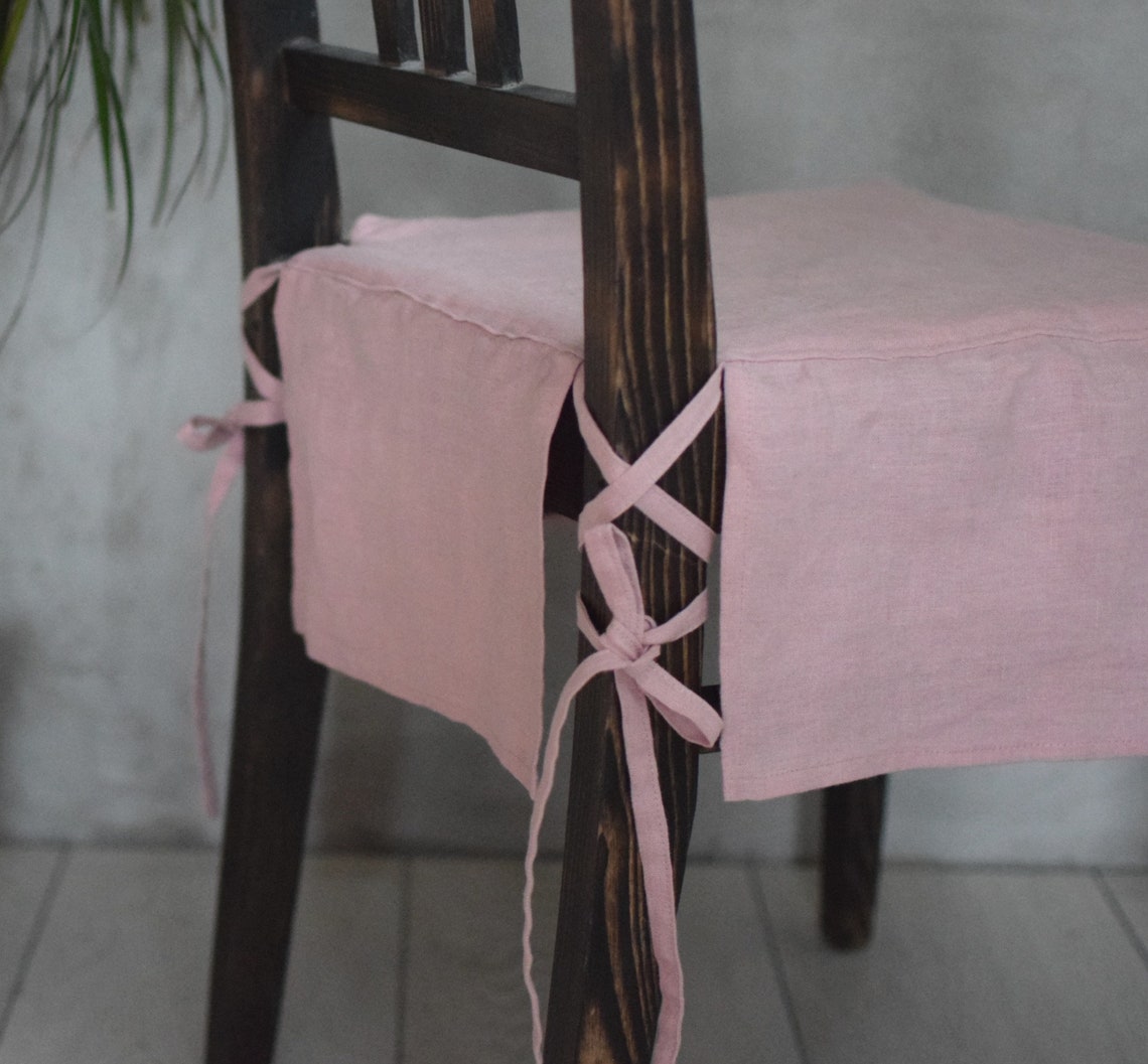 Custom Dining Chair Cover With Skirt in Dusty Pink Handmade Etsy