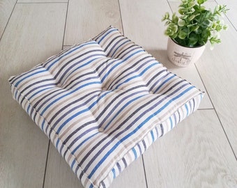 Custom kitchen chair pads in stripe, Washed Linen Cushion, Handmade Chair Pads, Seat pads, kitchen chair pads,Custom chair cushion