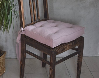 Washed Linen chair Cushion. Custom chair cushion.