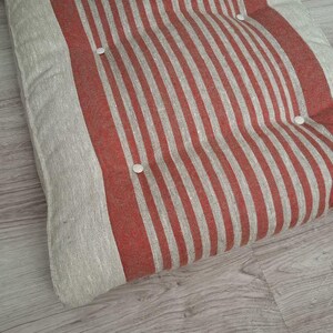 Custom Linen Bench Cushion: Farmhouse Stripe Tufted Seat Pad image 13