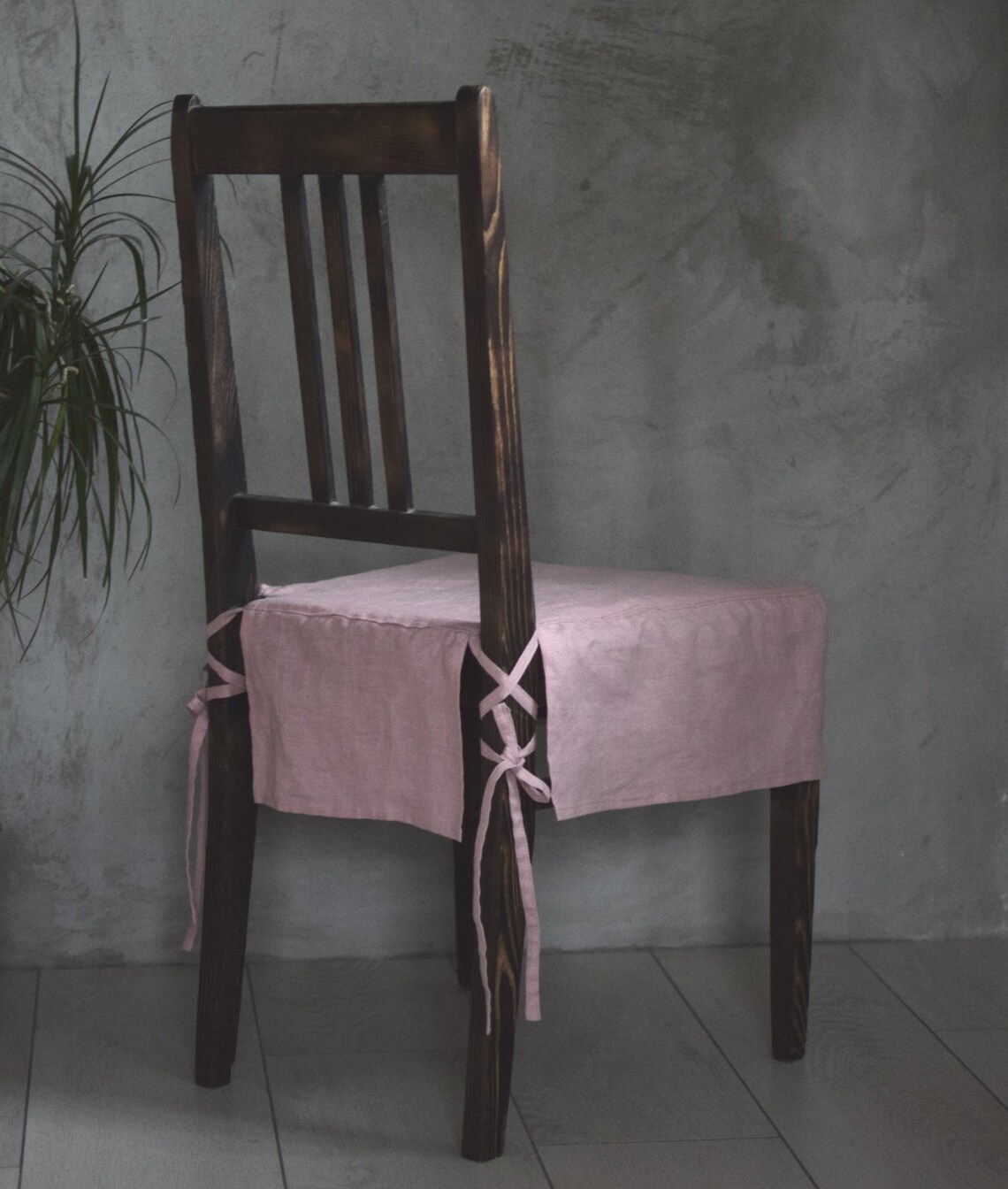 Custom Dining Chair Cover With Skirt in Dusty Pink Handmade Etsy
