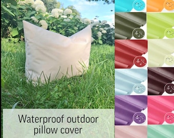 Outdoor Waterproof Pillow Cover – Removable Oxford Cushion Cover with Zipper – Garden Patio Throw Pillow Case – Custom Size – No Insert