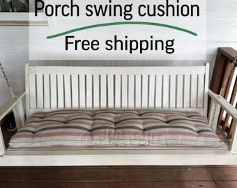 Linen Swing Cushion for  Porch – Tufted Bench Seat Pad with Foam – Custom Patio Swing Pillow – Handmade Farmhouse Decor