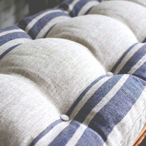 Linen bench cushion, rocking cushion, bay window cushion image 3