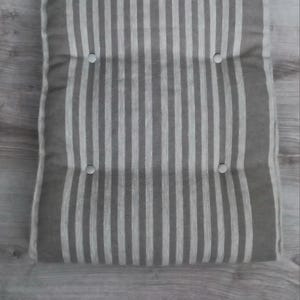 Custom Linen Bench Cushion: Farmhouse Stripe Tufted Seat Pad image 7