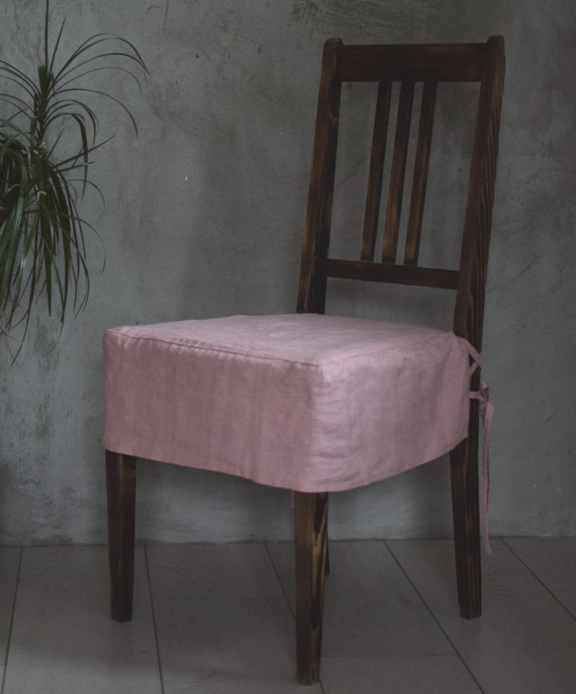 Custom Dining Chair Cover With Skirt in Dusty Pink Handmade Etsy