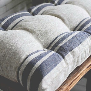 Linen bench cushion, rocking cushion, bay window cushion image 1