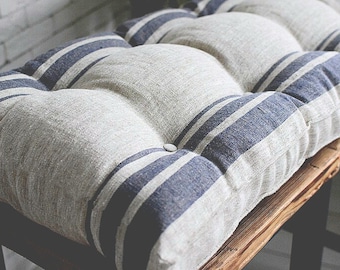 Linen bench cushion, rocking cushion, bay window cushion