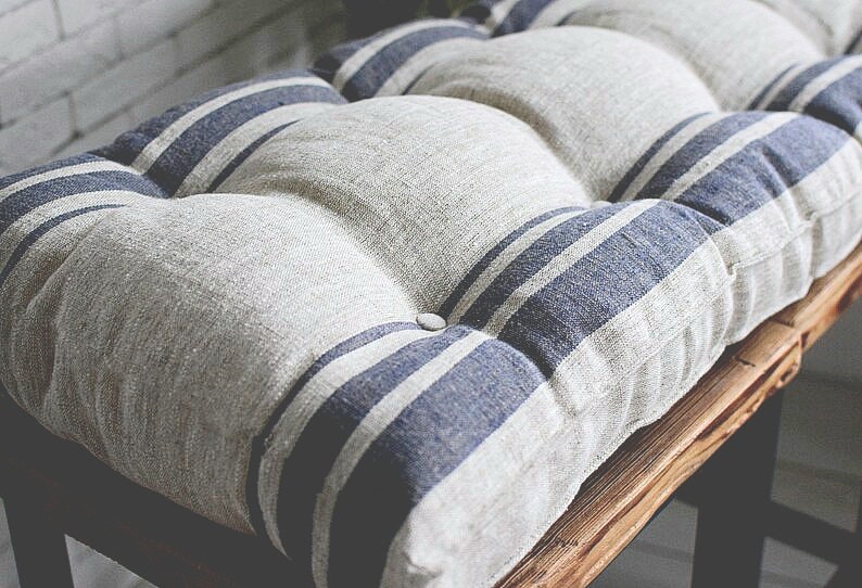 Linen bench cushion, rocking cushion, bay window cushion
