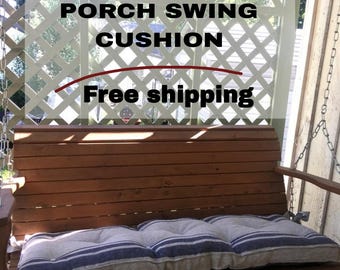 Handmade Linen Swing Cushion: Tufted Farmhouse Bench Seat Pad