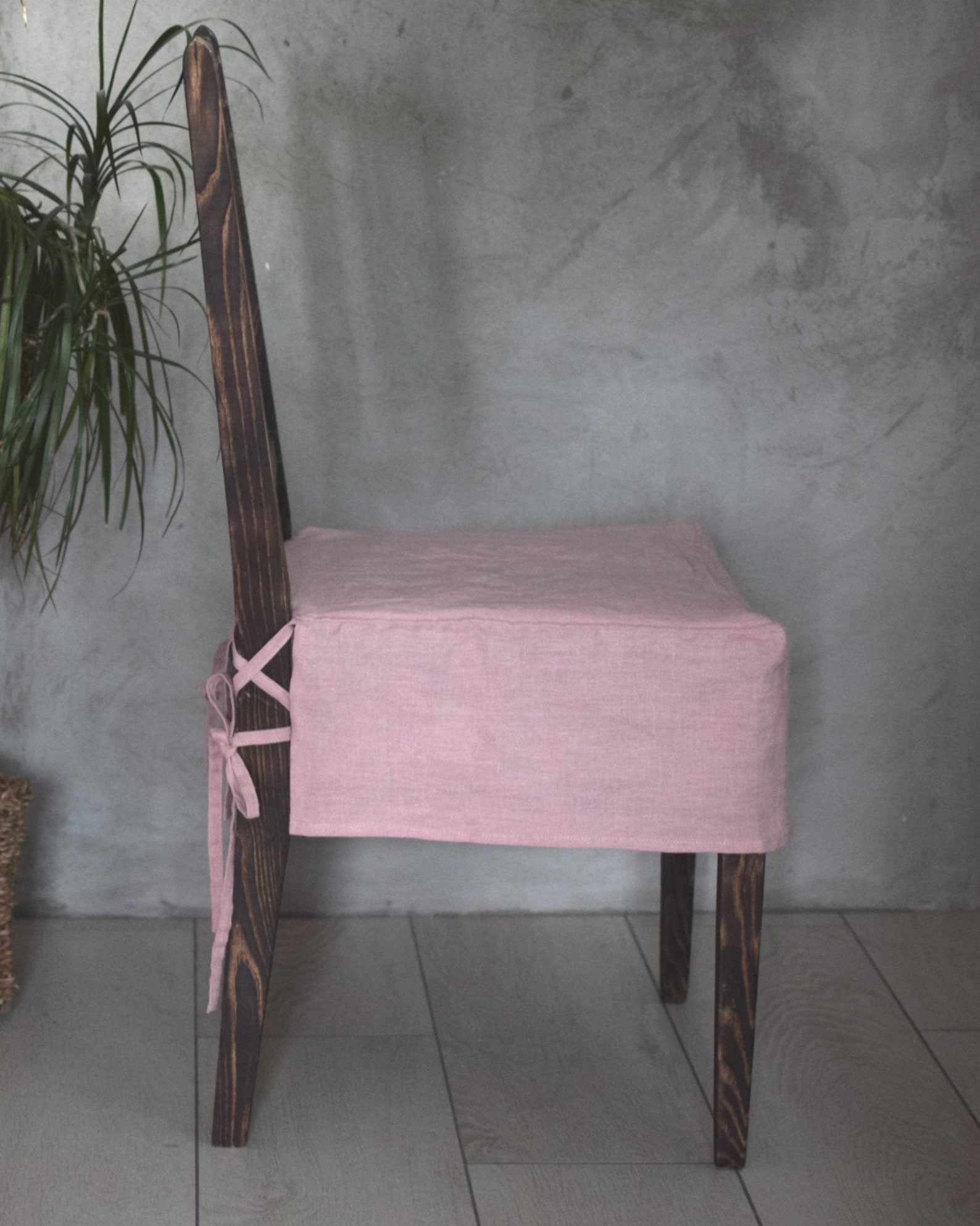 Custom Dining Chair Cover With Skirt in Dusty Pink Handmade Etsy