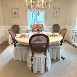 Ruffled Linen Chair Covers – Farmhouse & French Country Slipcovers, Tailored Washable Seat Covers
