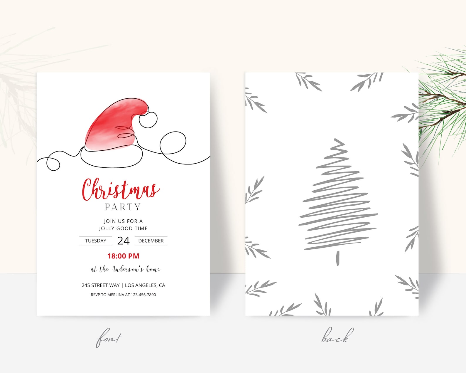 Editable Christmas Tree Invite, Work Christmas Party Invitation ...