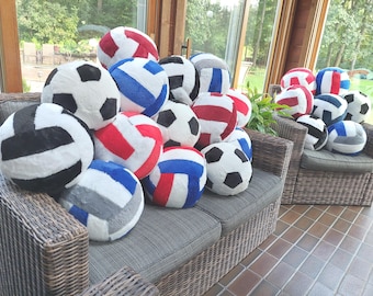Oversized Plush Volleyball Pillow, Soft Faux Fur, Team Gift