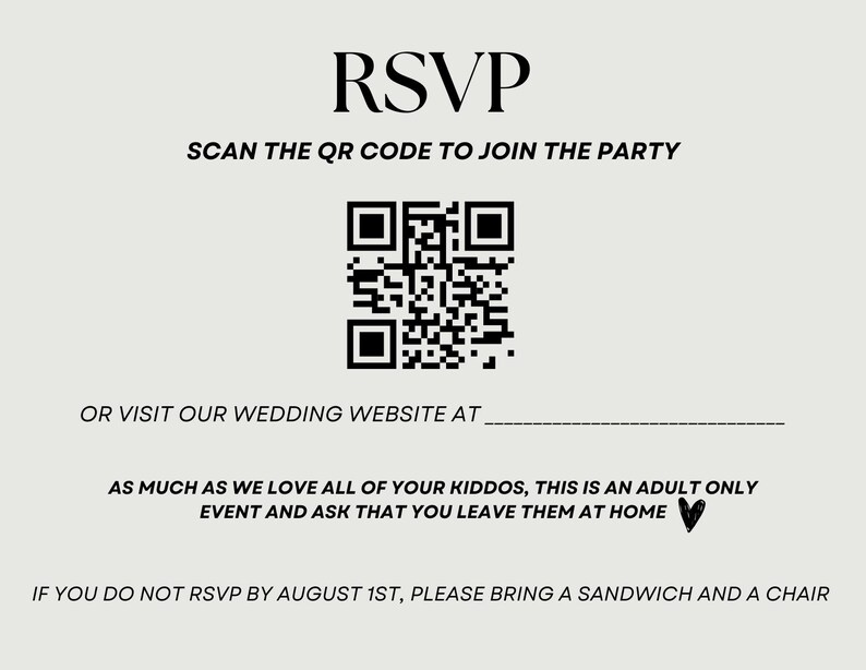Editable RSVP Card With QR Code | Digital Download | Customizable ...